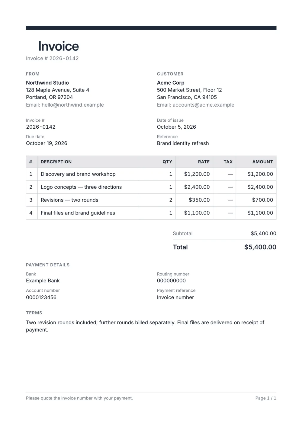 Design invoice template