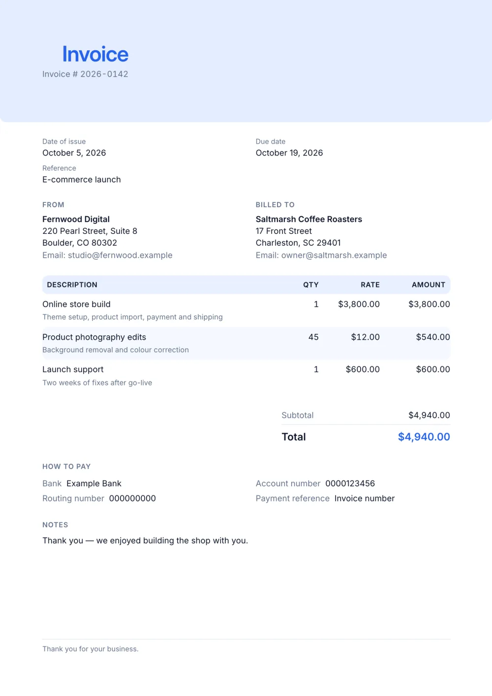 Modern invoice template