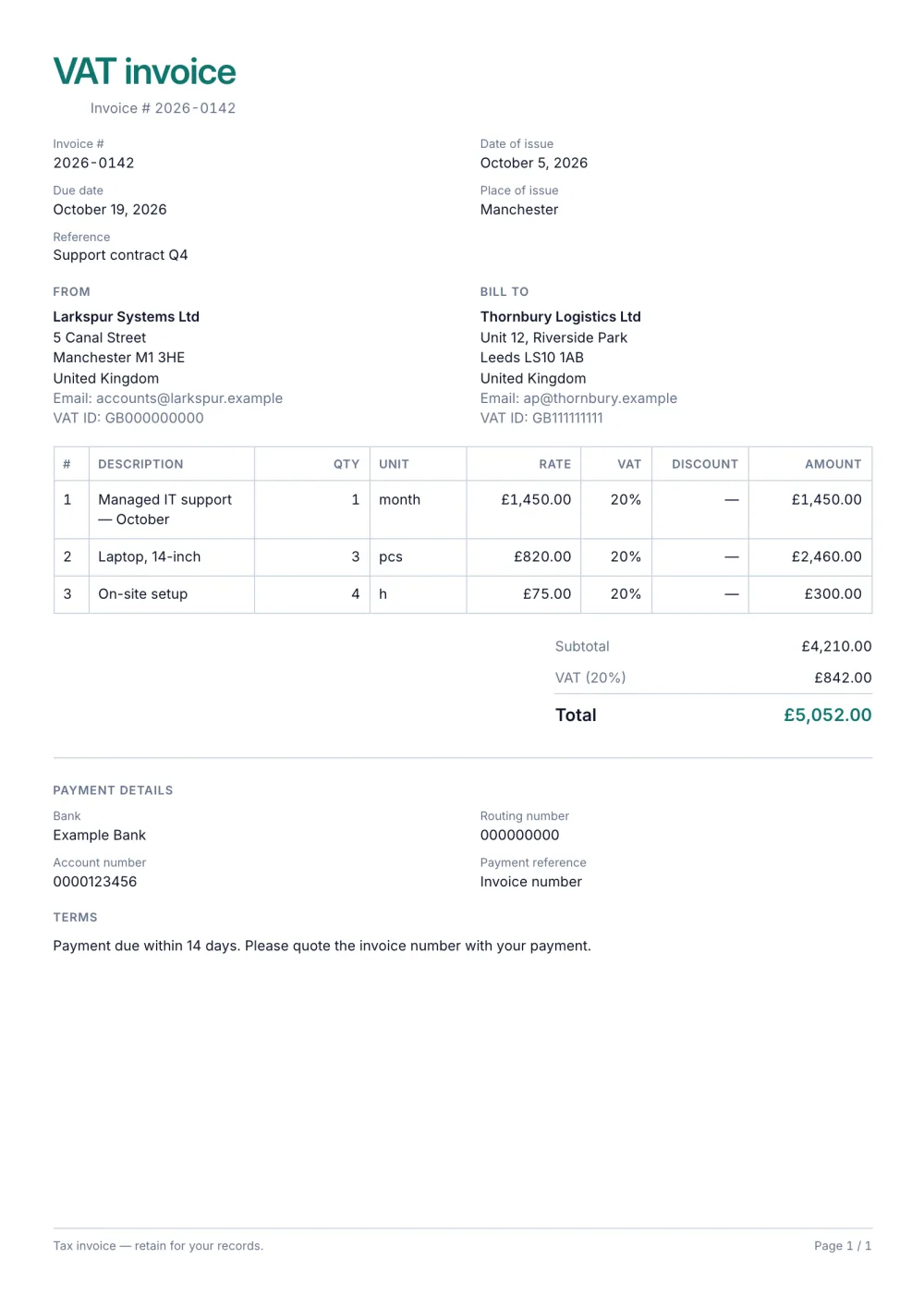 VAT invoice template