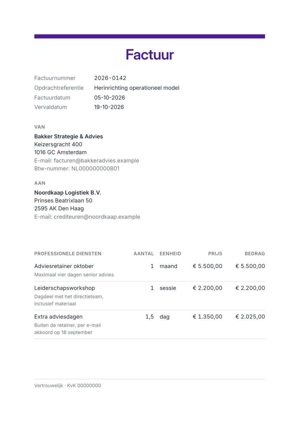 Factuursjabloon voor consultants