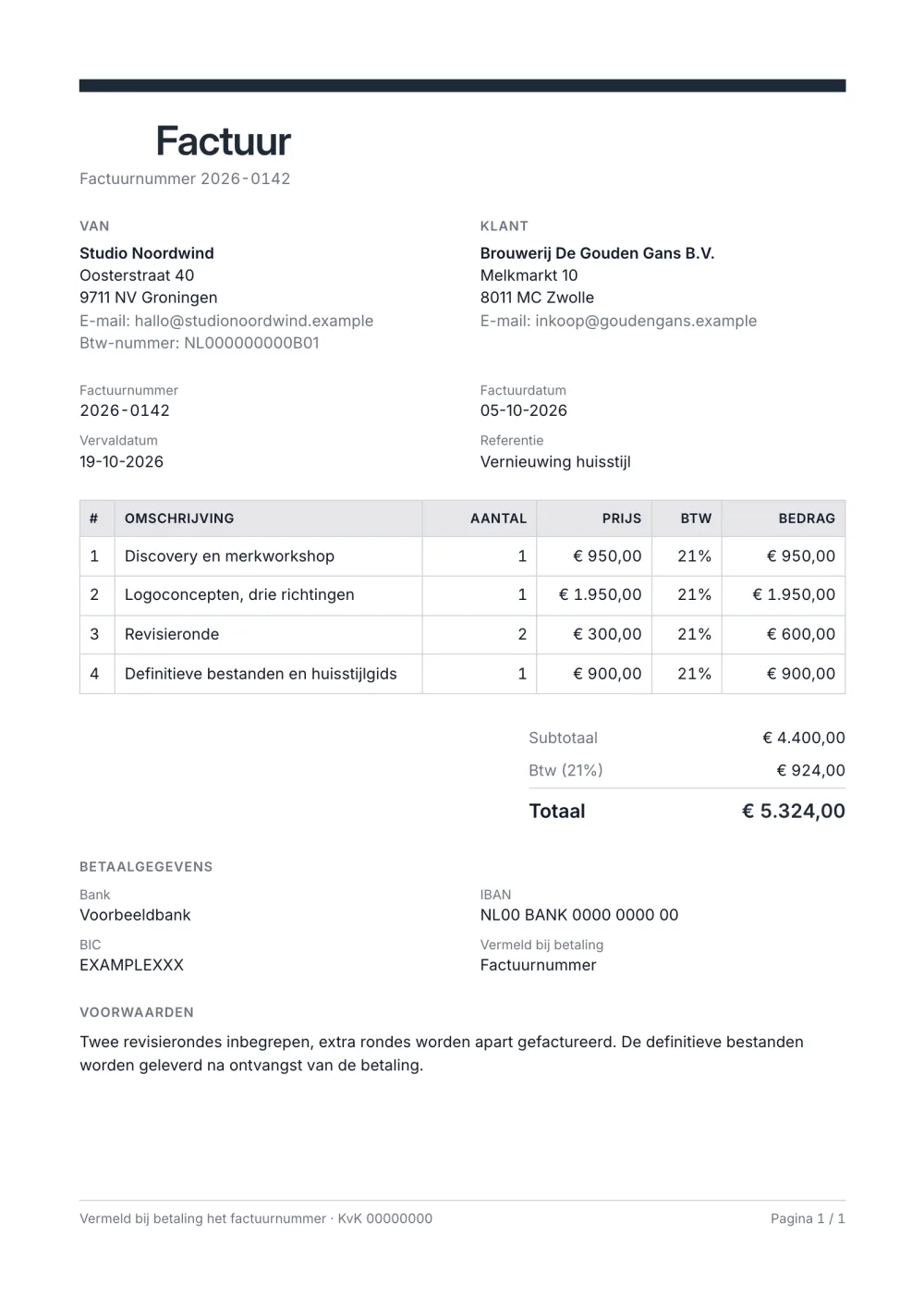 Factuursjabloon voor ontwerpers