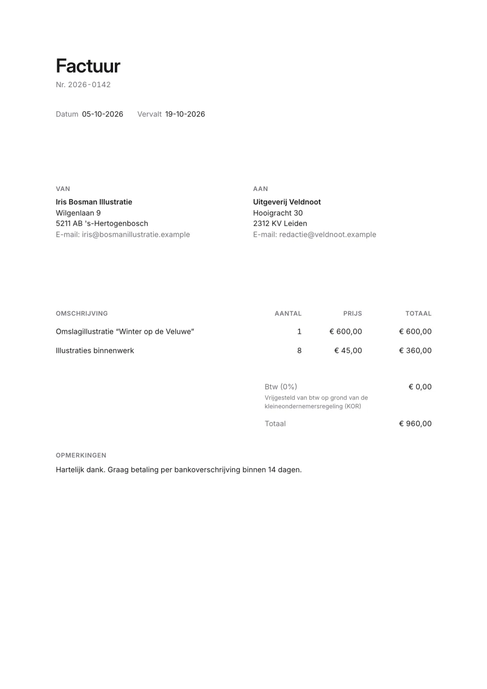 Minimalistisch factuursjabloon